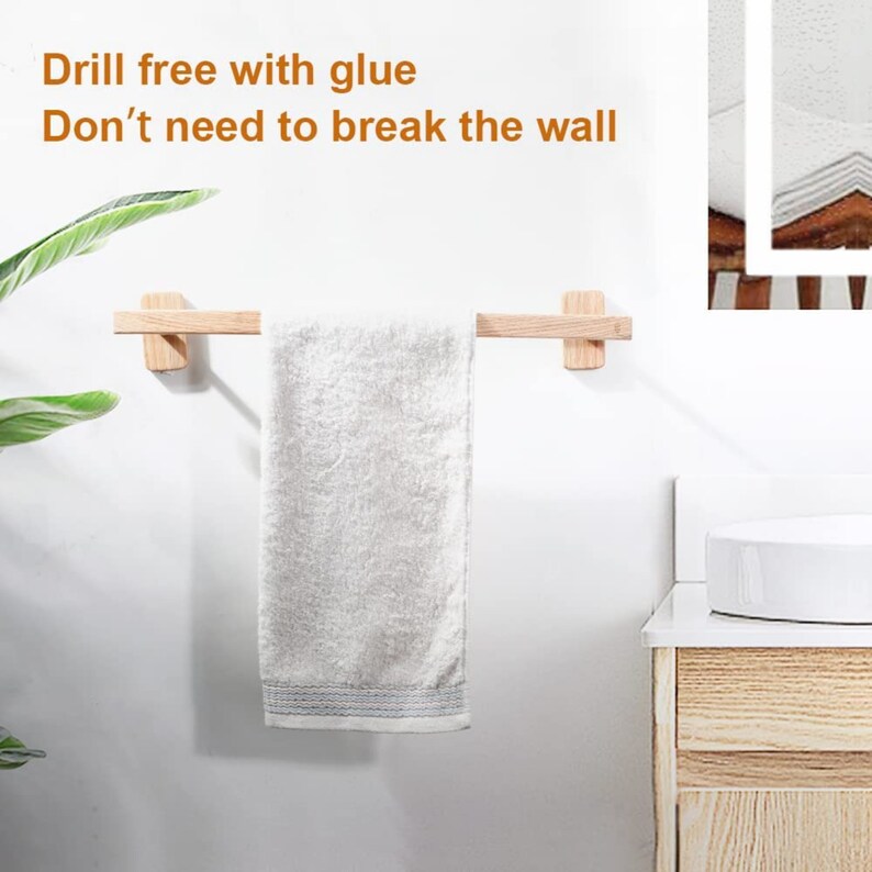 WOODEN TOWEL RACK Bathroom Wall Mounted Wooden Towel Bar Etsy