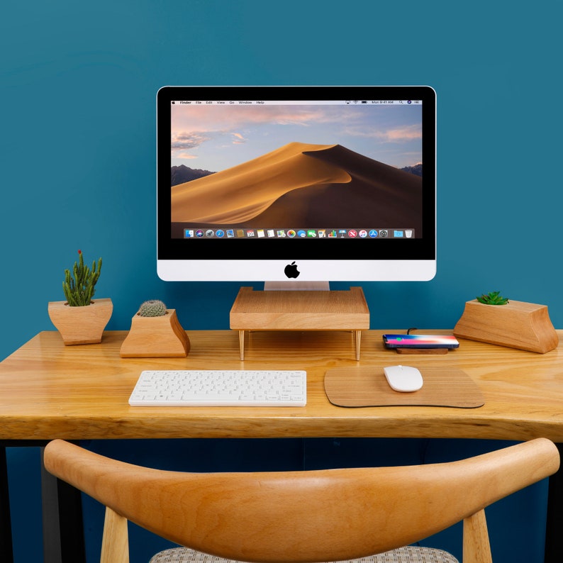 WOODEN MONITOR STAND Red Oak Wood Imac Monitor Stand Apple Etsy