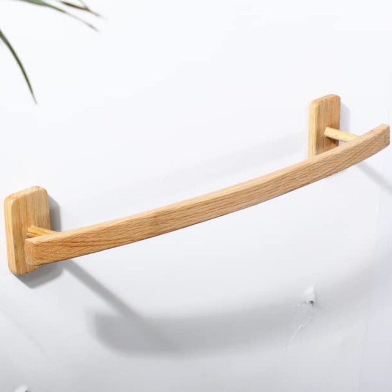 WOODEN TOWEL RACK Bathroom Wall Mounted Wooden Towel Bar Etsy