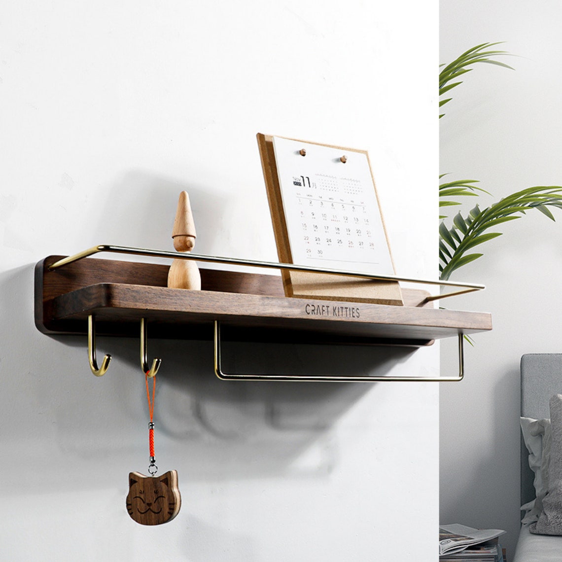 BATHROOM SHELF With Towel Bar & Hook Tower Holder With Rail - Etsy