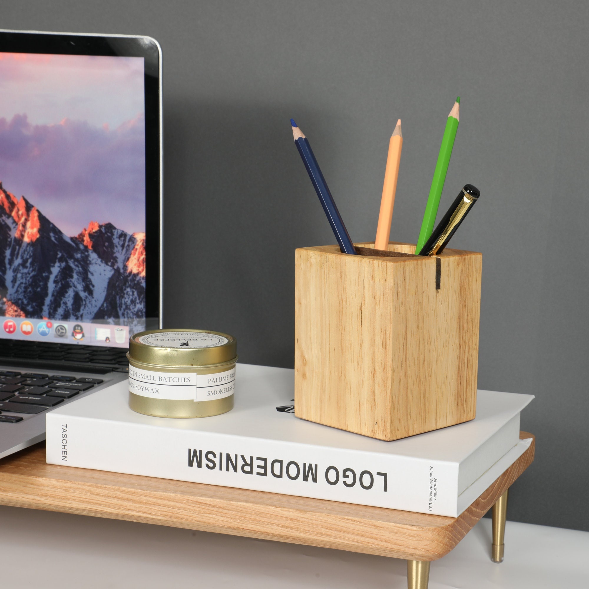 WOODEN PENCIL HOLDER Pen Holder for Desk Stylish Organizer Etsy