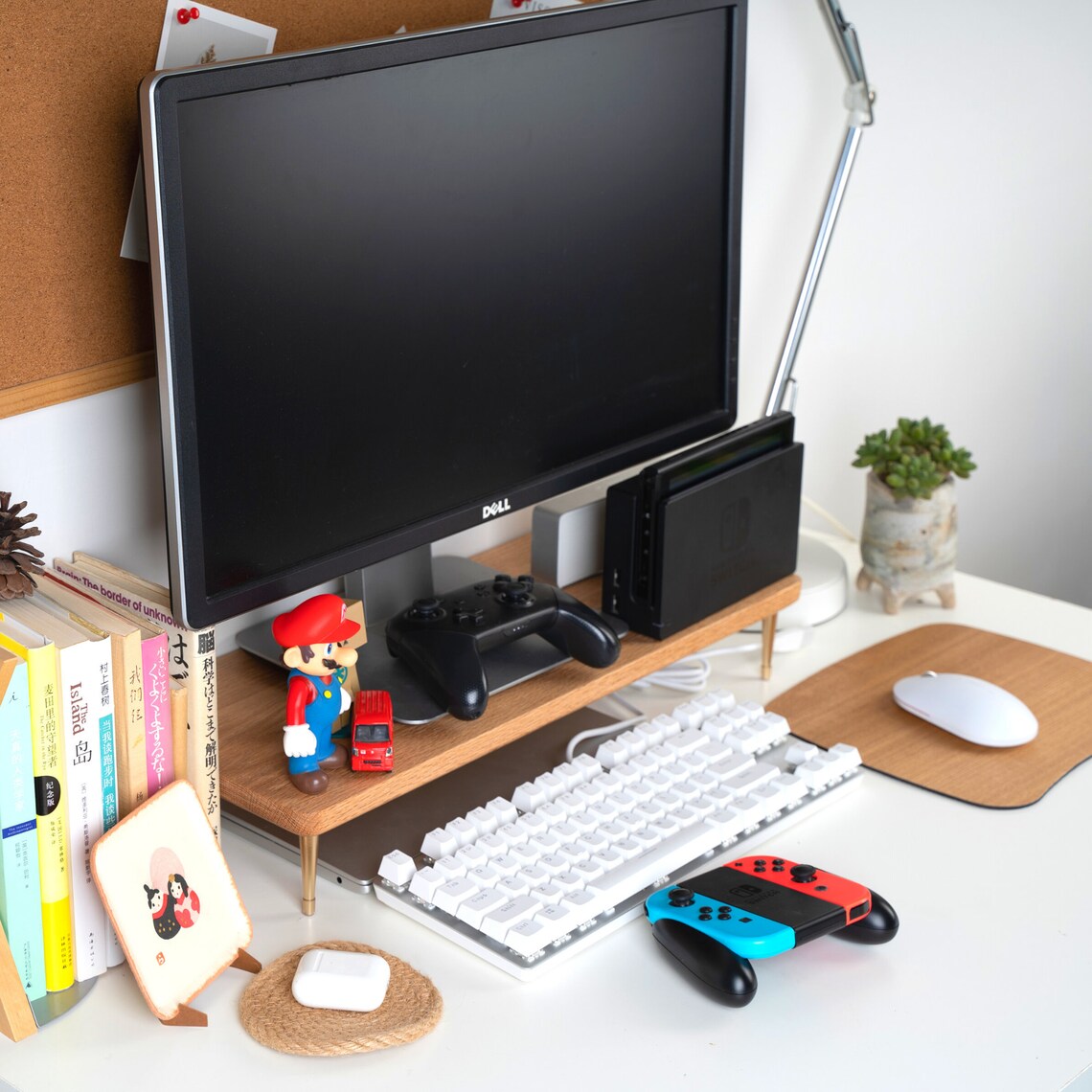 Red Oak Wood Monitor Stand Computer Riser Solid Wood Desk Etsy Australia