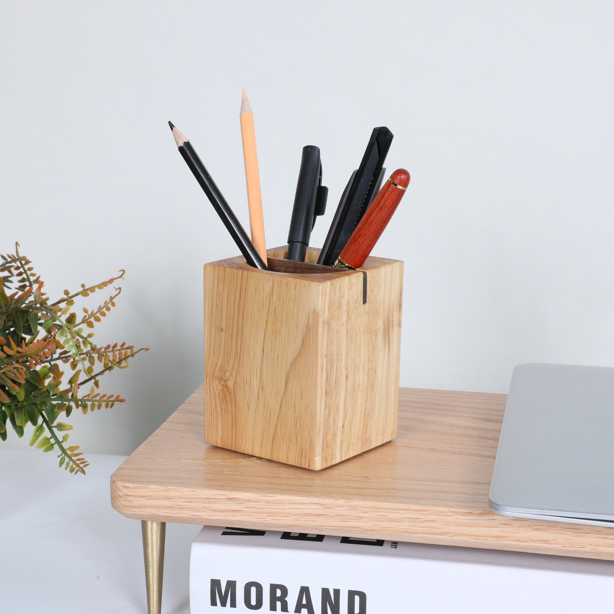WOODEN PENCIL HOLDER Pen Holder for Desk Stylish Organizer Etsy