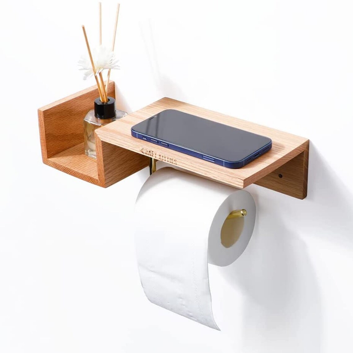 TOILET PAPER HOLDER With Shelf Bathroom Wall Mount Farmhouse - Etsy