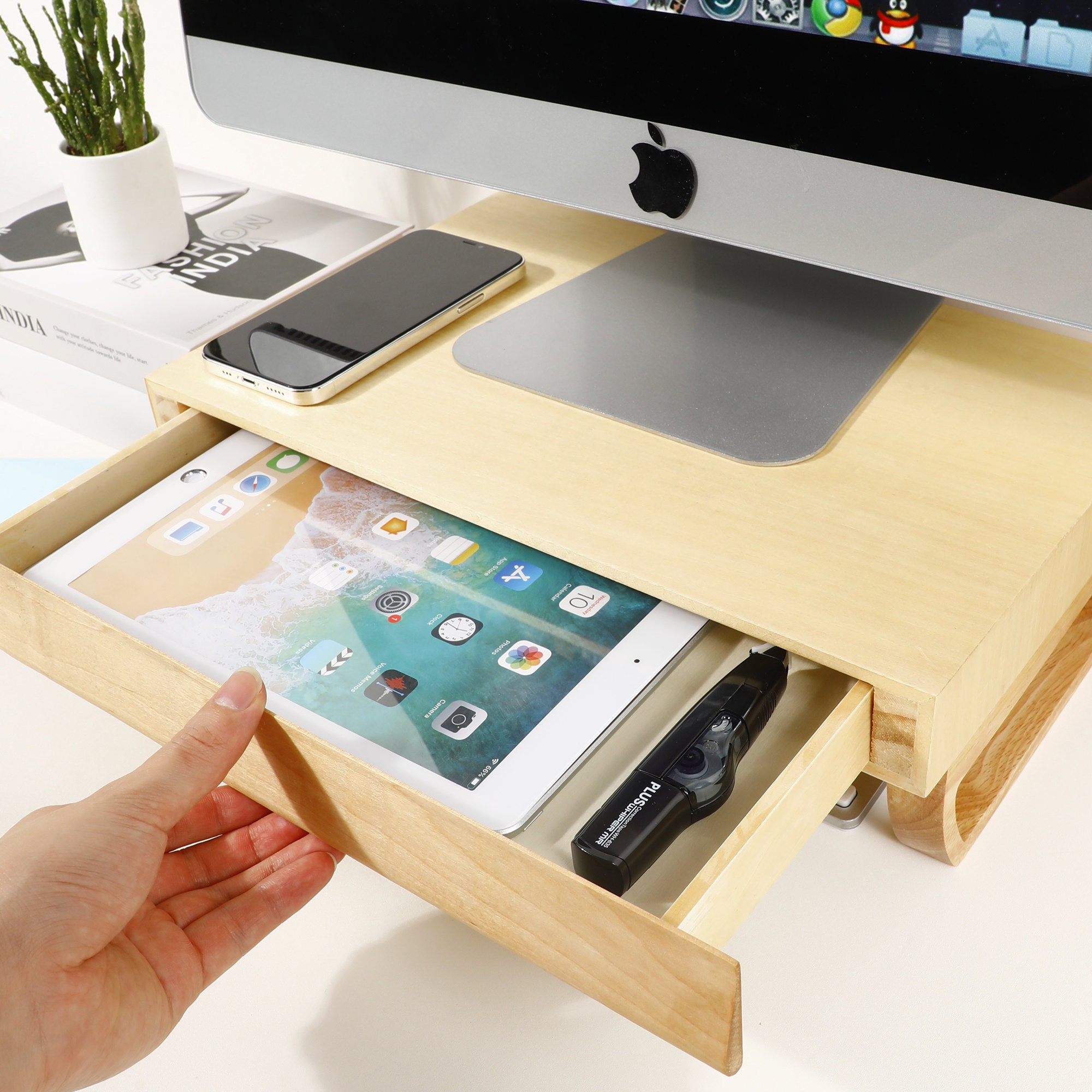 SMALL DRAWER STAND Monitor Stand With Drawers Computer Etsy