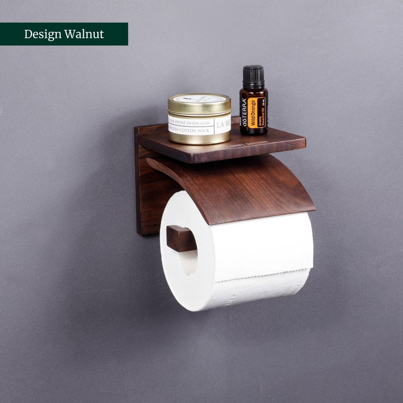 TOILET PAPER HOLDER wooden shelf wc roll Toilet paper unroller Toilet paper door toilet bathroom wall mount Interior decorations image 5