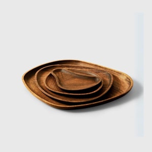 WOODEN TRAY DECOR for coffee table | original round board set | Small wood trays | Natural summer decorative gift
