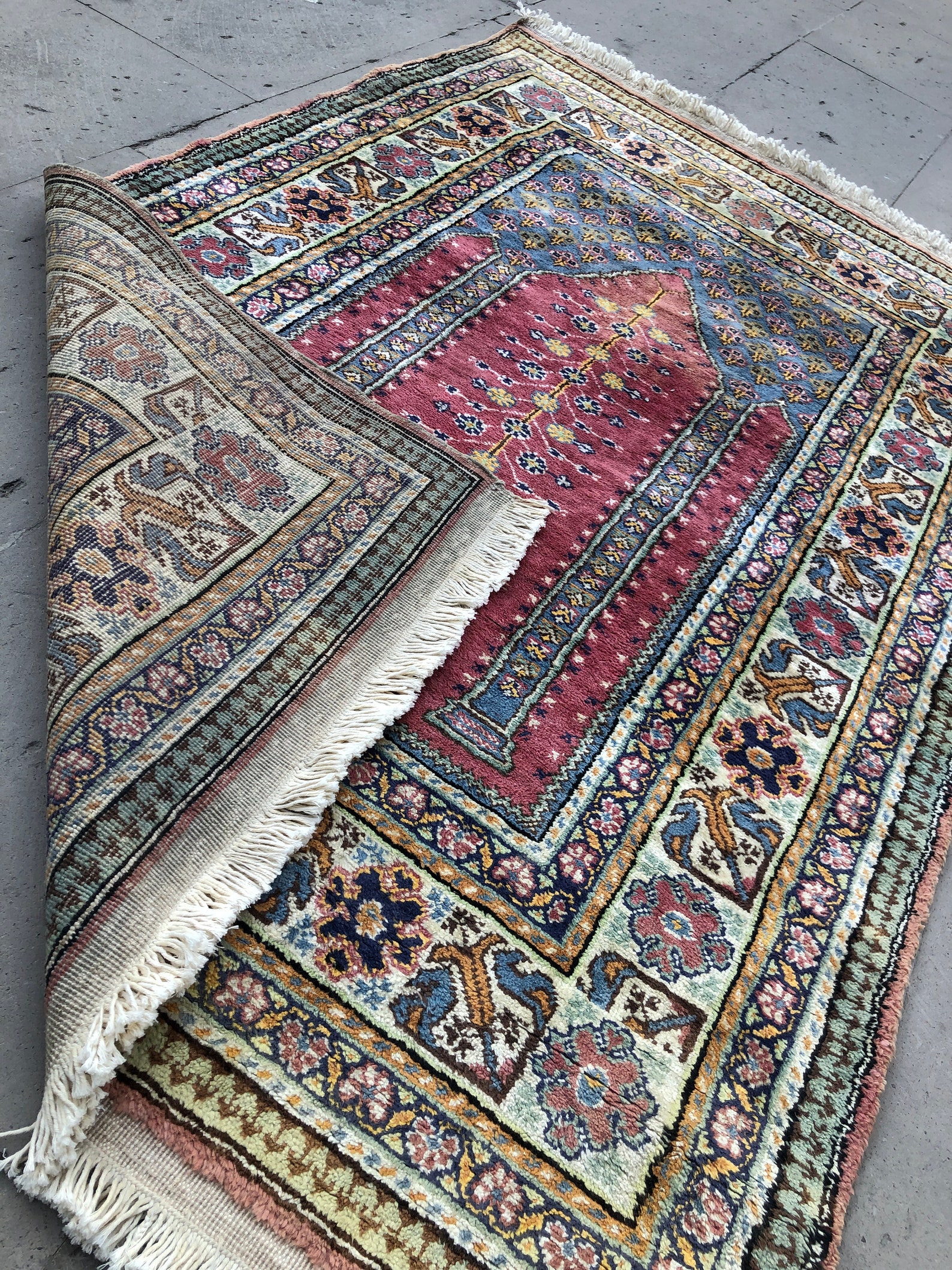 Turkish Prayer Rug Flush Rug Pink Muslim Rug 2.68 x 4.26 Etsy