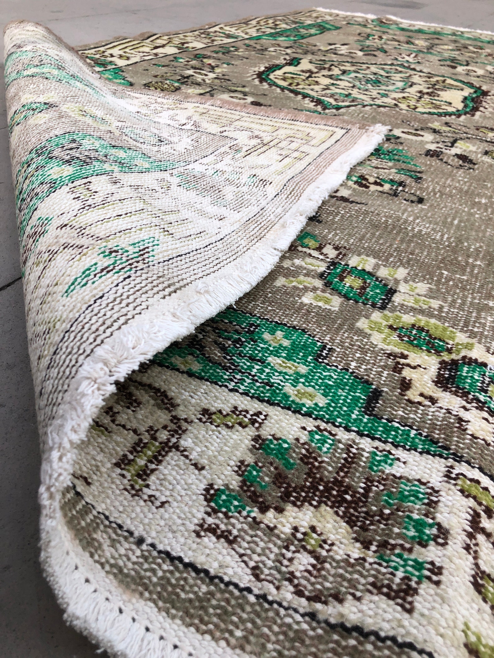 Bohemian Rug Green Turkish Rug Vintage Rug 3.5 x 6.9 ft Etsy