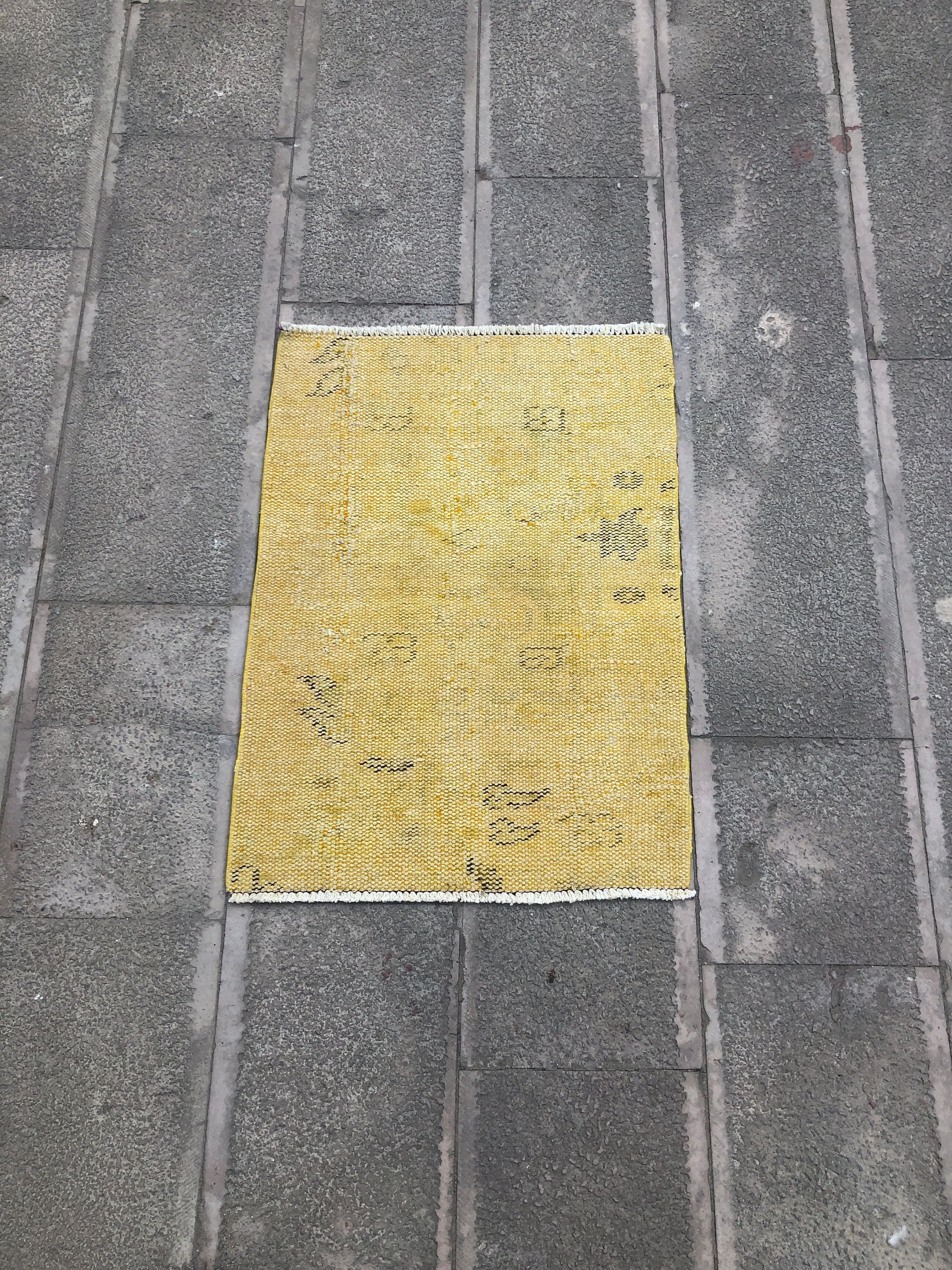 Turkish Doormat Rug Small Yellow Rug Bohemian Rug 1.82 x Etsy