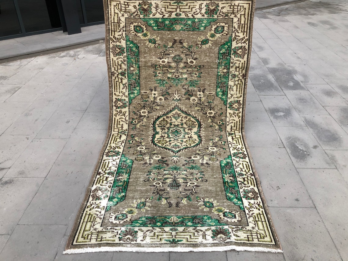 Bohemian Rug Green Turkish Rug Vintage Rug 3.5 x 6.9 ft Etsy