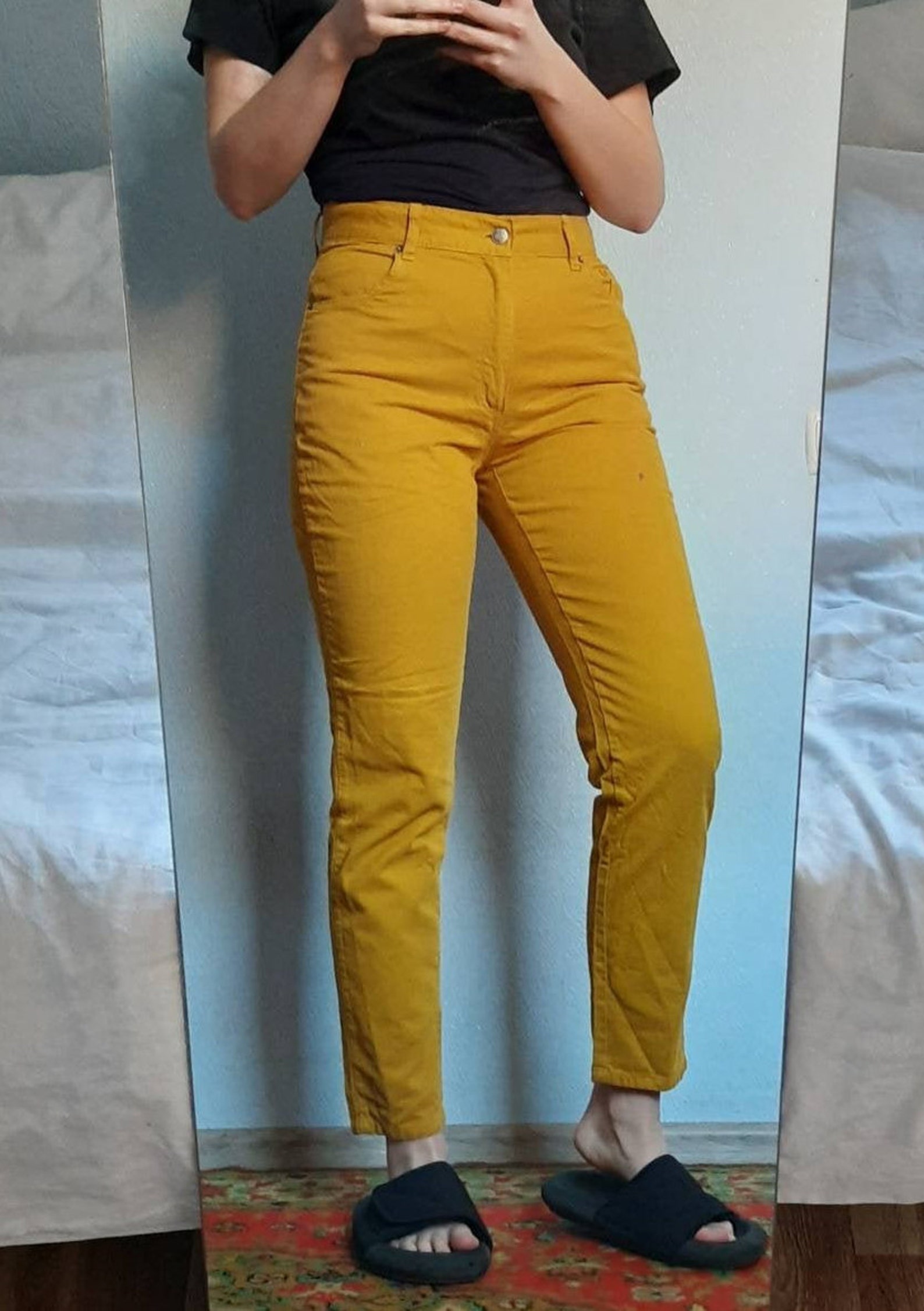 Yellow corduroy jeans corduroy pants yellow pants yellow Etsy