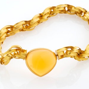 Necklace handmade unique gold 900 - fire opal rarity 108 carat - 2nd pendant coral - 3rd pendant gold
