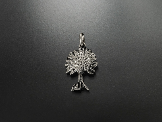 chain silver 925 Pendant sterling silver with small tree antique blackened