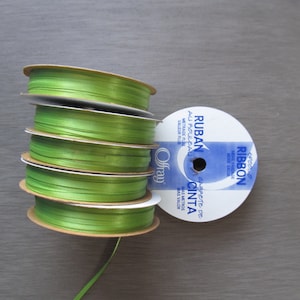 1/8th Inch Green Ribbon, 6 Spools
