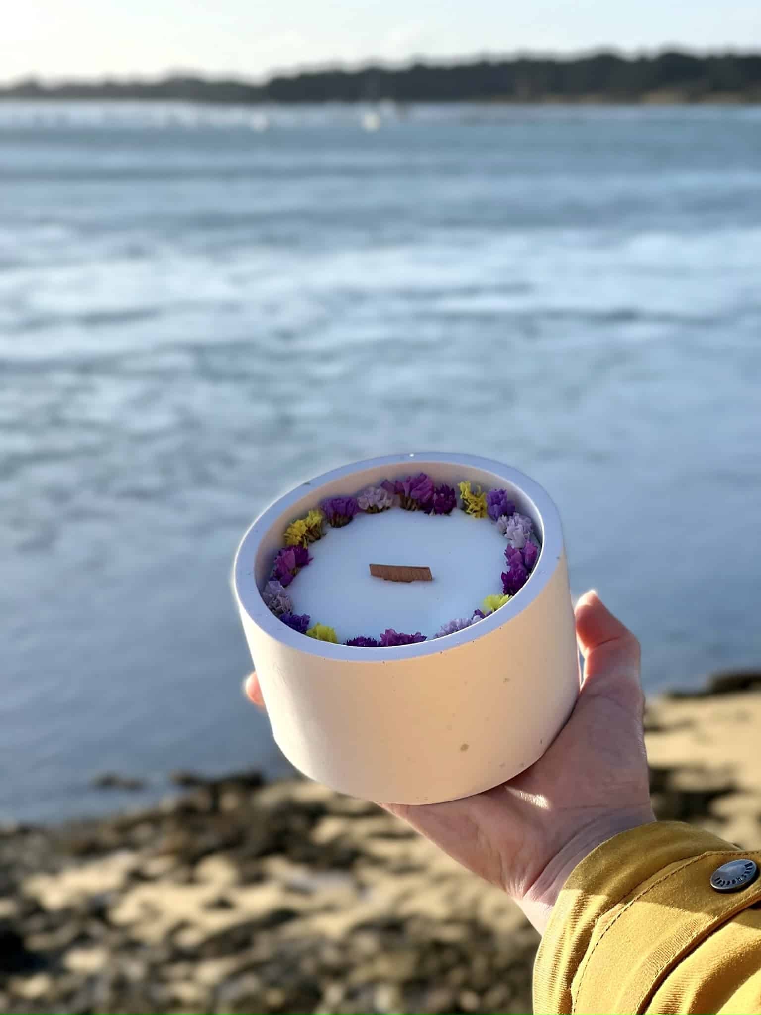 Bougies Écologiques | Grande Bougie en Pot Minéral - La Belle-Île-En-Mer Fait Main Bretagne