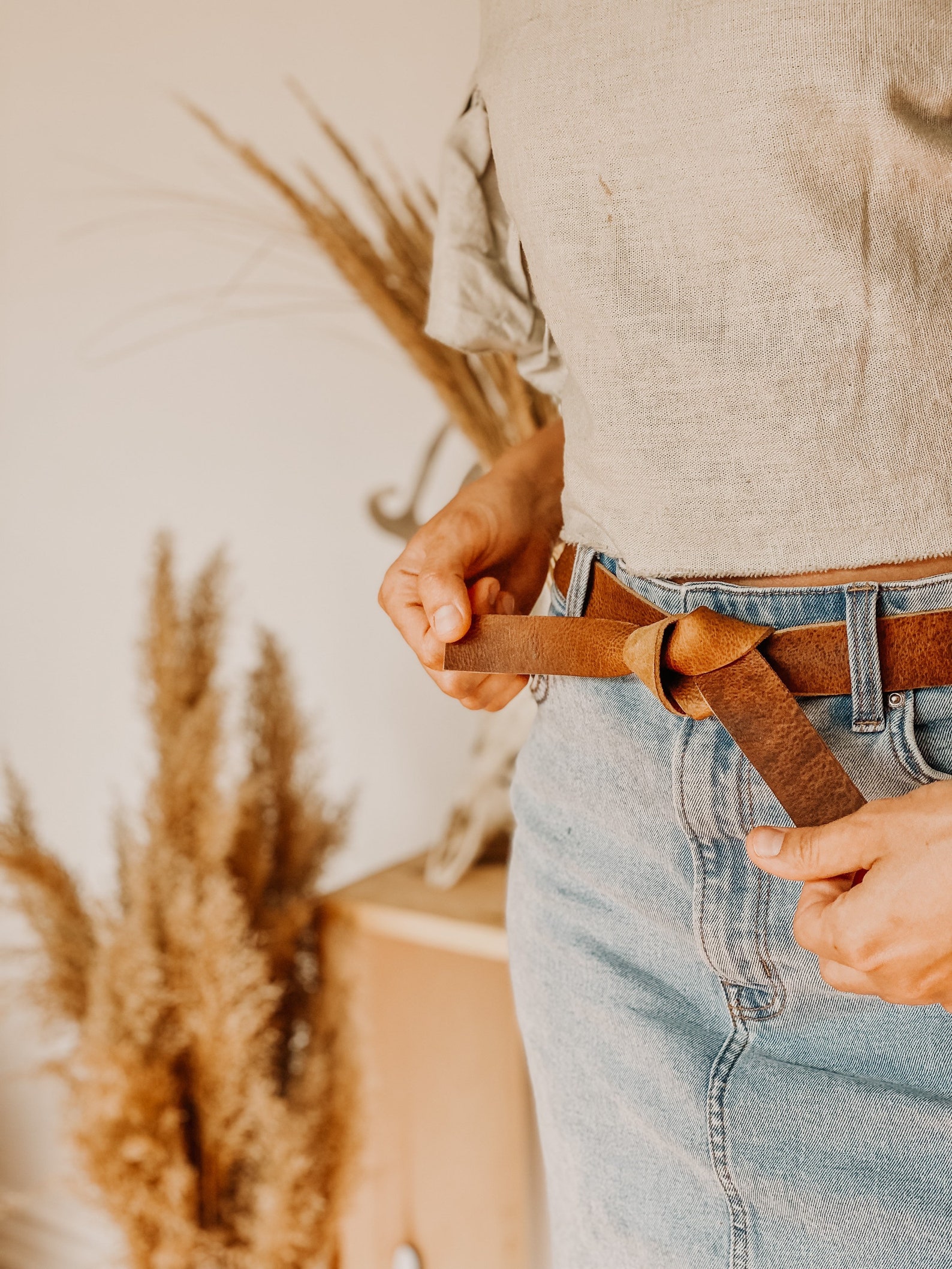 Minimalist Leather Knot Belt Women Fashion Tie Belt Loop Etsy