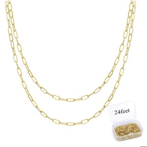 ALEXCRAFT 12 Feet 14K Dainty Gold Plated Brass Paperclip Chain