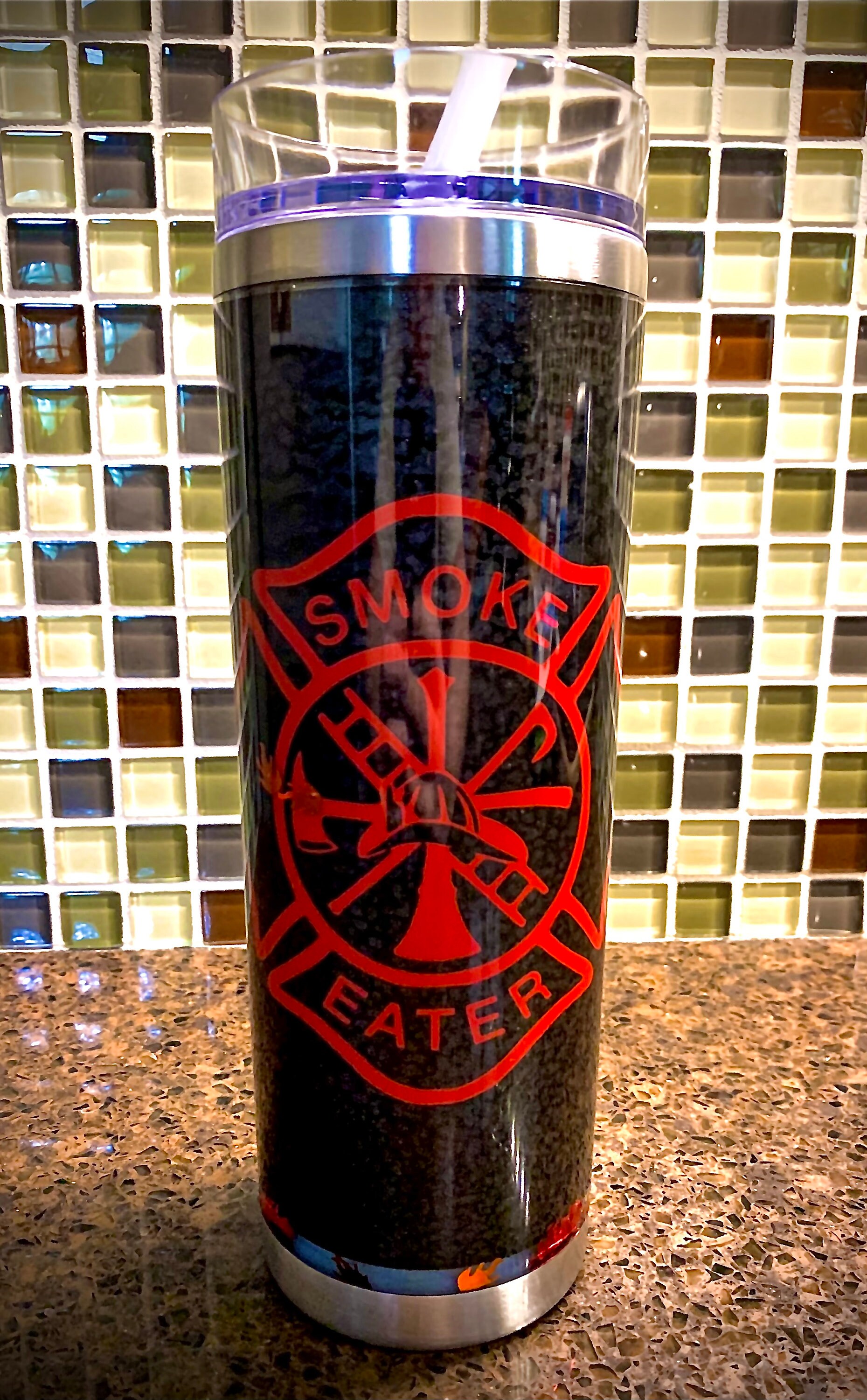 Firefighter Smoke Eater Water Globe Tumbler 20 Oz. Skinny Etsy UK