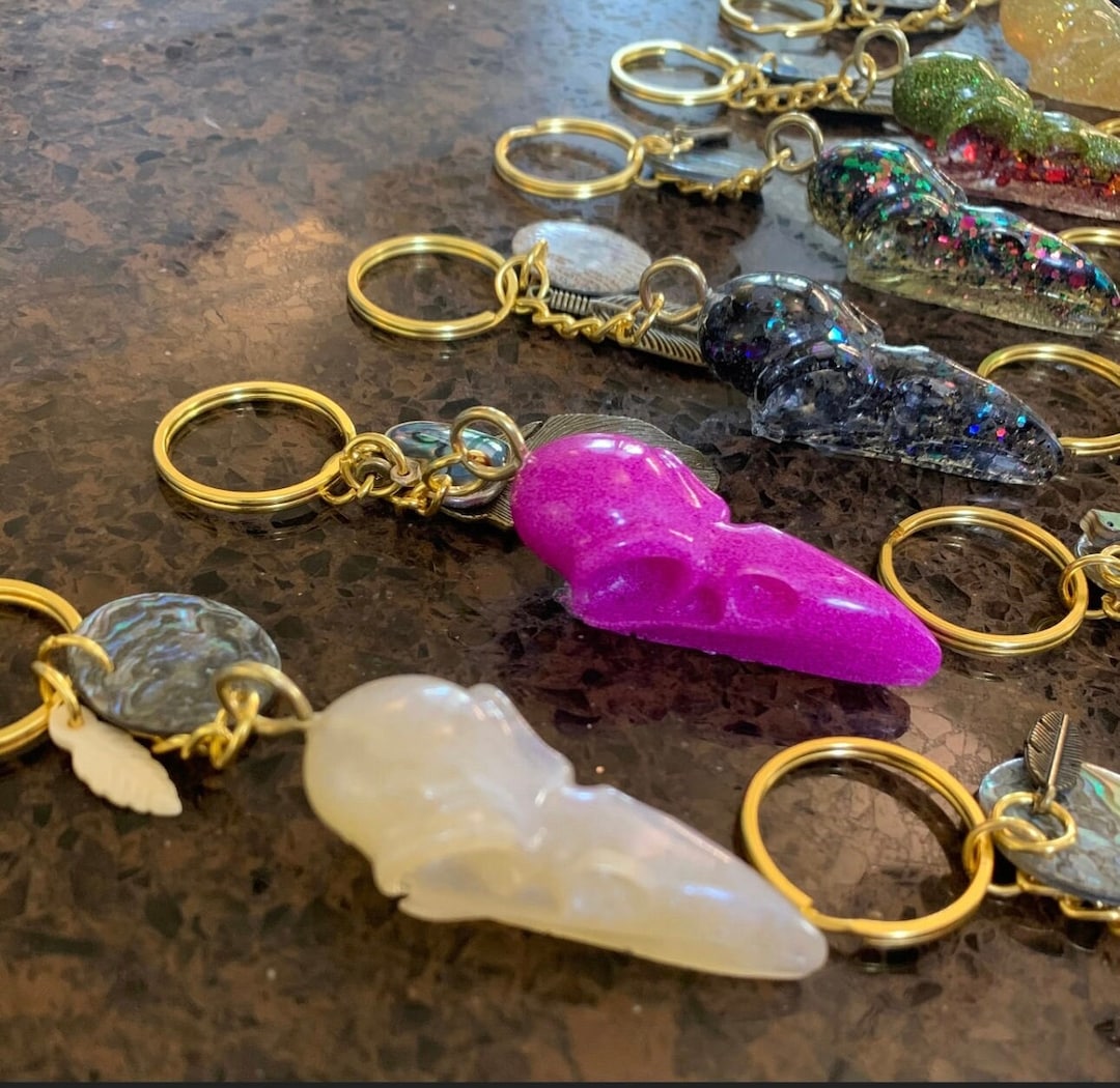 Crow Raven Keychain With Abalone Charm - Etsy