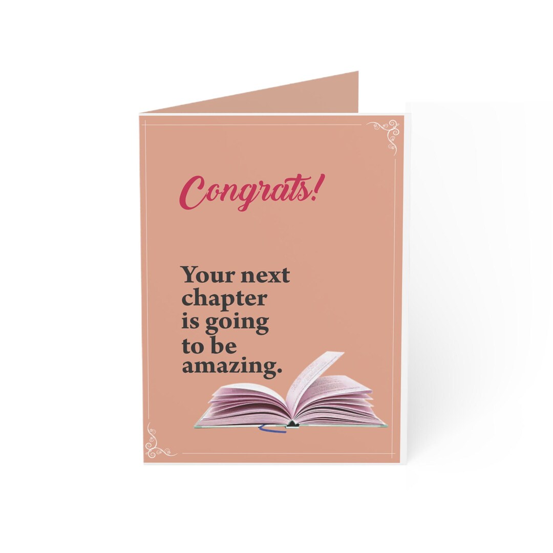 Congrats! Your Next Chapter Book Illustration Greeting Card | Folded ...