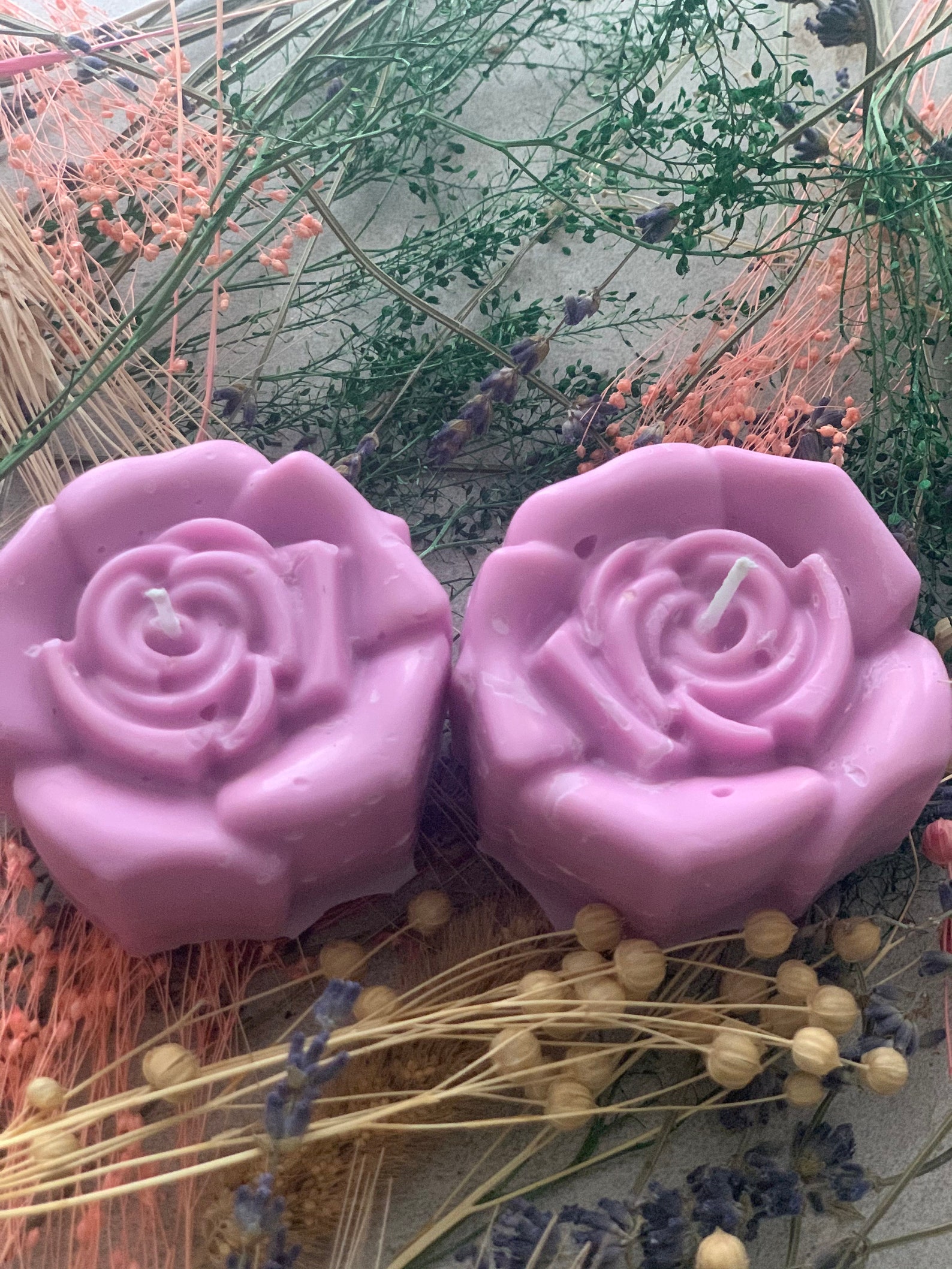 Handmade rose shaped scented candle / wax melt Peach and Etsy