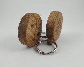 Yin and Yang, keyring for him and her, oak keyring