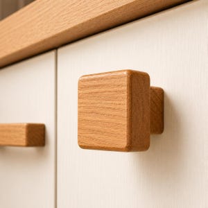 Solid Oak Cabinet Knob – Pillar Design – Wooden Kitchen Cupboard Knob – Handmade in UK – Oak Drawer Knob – Custom Sizes