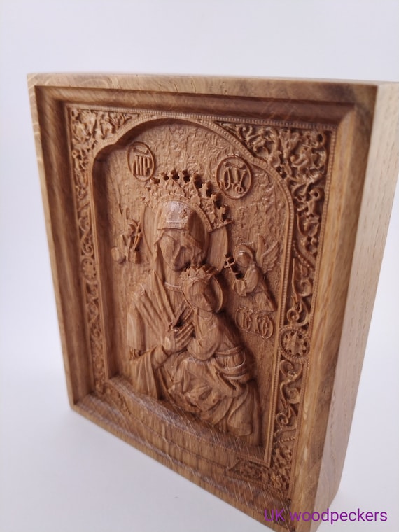 Virgin Mary Orthodox Icon Virgin Mary Wood Carved Icon Holy - Etsy