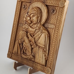 Virgin Mary, Orthodox icon Virgin Mary, Wood Carved icon, Holy Mother of God, Gift Icon, Икона Богородицы &quot;Владимирская&quot;