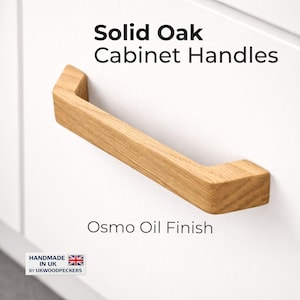 Facet Solid Oak Cabinet Handles 160mm & Custom Sizes – Wooden Drawer Pulls – Kitchen Cupboard Handles – Scandinavian Furniture Hardware