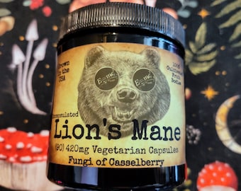 Powdered Lion's Mane Capsules, USA Grown, Fruiting Body, Healthy, Organic