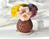 Pure Handmade Basket Wicker Rattan vases pots Home Decoration Decorations Flower Arrangement Flower Basket Brown Big Belly