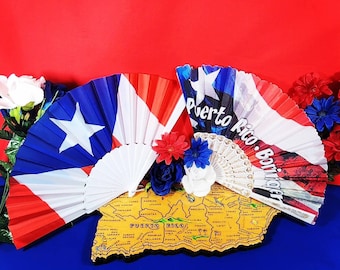 Puerto Rico Flag Hand fan (9 inches tall)