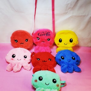 Mini sac à main personnalisé en forme de pieuvre douce et moelleuse à bandoulière pour pièce de monnaie