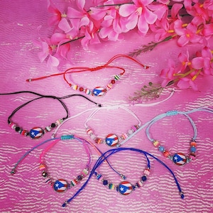 Adjustable Beaded Puerto Rico Flag Bracelets
