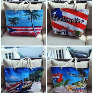 Puerto Rico Flag Summer beach Bags