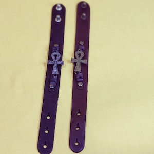 Leather Ankh Bracelet