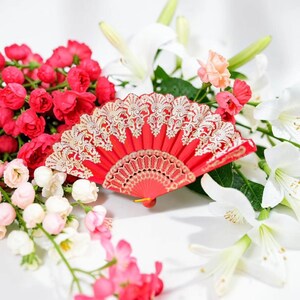 Hand Fans Rose Flower image 18