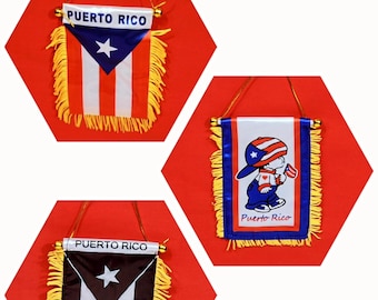 4"X 6" Mini Puerto Rico Banner with Suction cup