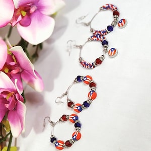 Puerto Rico Flag Jewelry Fashion Beaded Earrings