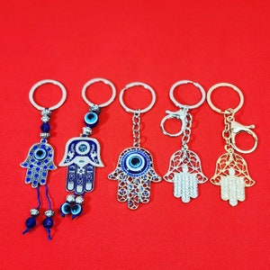 Hamsa Evil Eye Protection Keychain for Good Luck