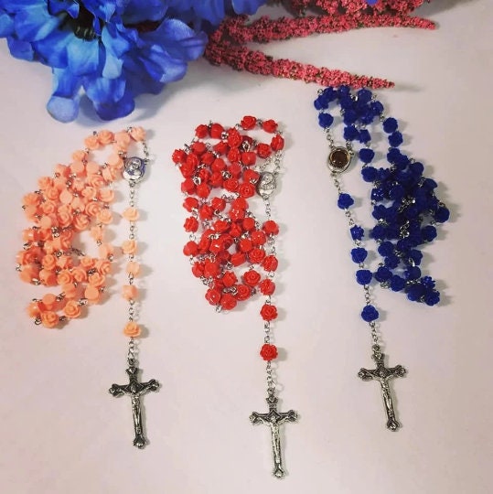 Rose Rdery Beaded Rose Rosary - Etsy