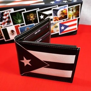 Schwarz & Weiß Herren Portemonnaie mit Flagge von Porto Rico