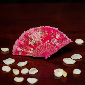 Hand Fans Rose Flower FLOWER_Dark Pink