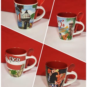 Puerto Rico Ceramic Coffee Cup/Mug with teaspoon