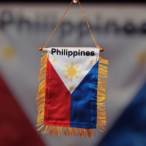 Decoración colgante para coche con la bandera de Filipinas (6 x 4 pulgadas)