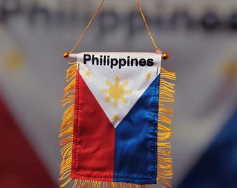 Decoración colgante para coche con la bandera de Filipinas (6 x 4 pulgadas)