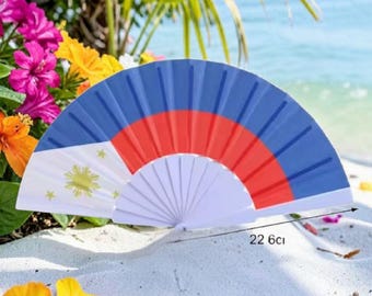 Abanico de mano con la bandera de Filipinas (22 cm) 9 pulgadas