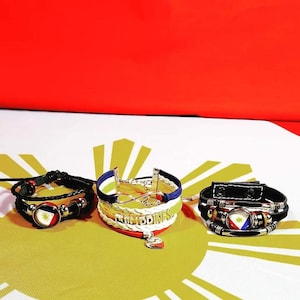 Philippine Flag Beaded Adjustable Bracelet